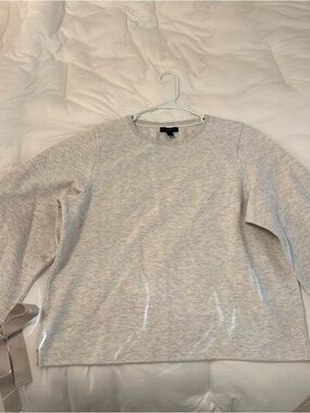 J. Crew Light Gray Crewneck Top with Black Label